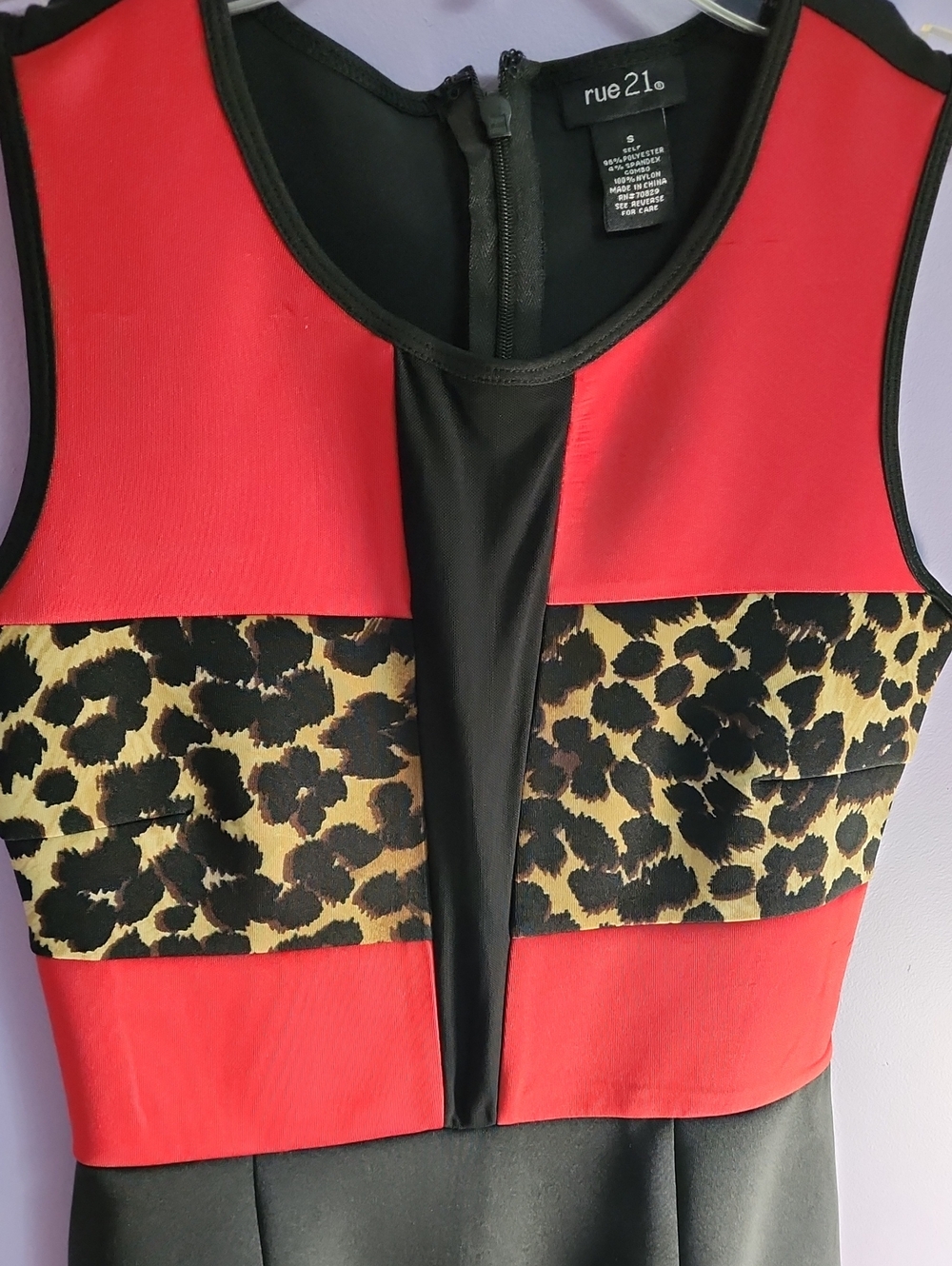 rue21 Red & Leopard Print Colorblock Sleeveless Dress